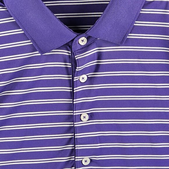 RLX Ralph Lauren Medium Purple Short Sleeve Striped Polo Golf Activewear Spandex - Picture 5 of 13